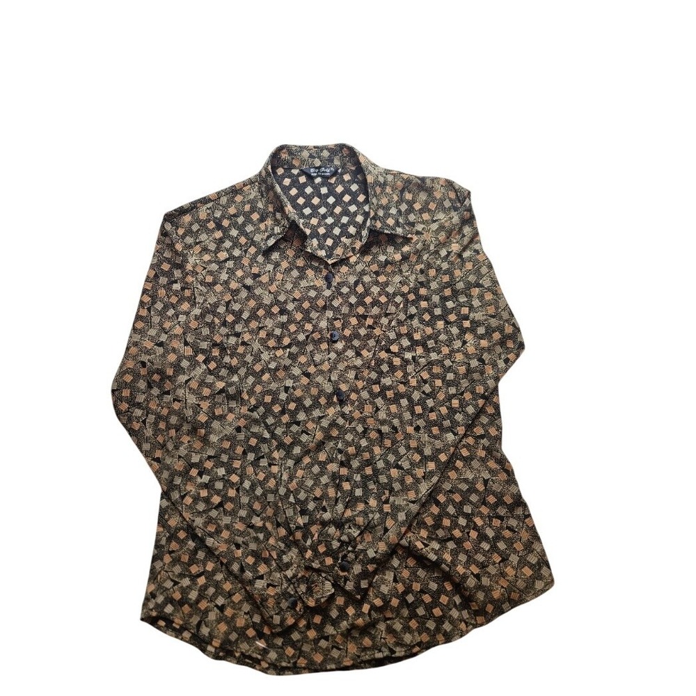 Big Golf High Fashion Womens XL Button Down Shirt Geometric Print Long Sleeve